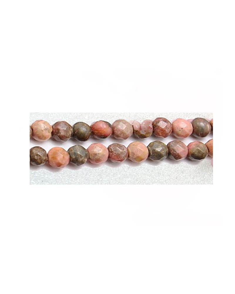 Perles en rhodonite 4mm- facettées-rose brun