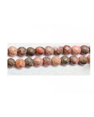 Perles en rhodonite 4mm- facettées-rose brun