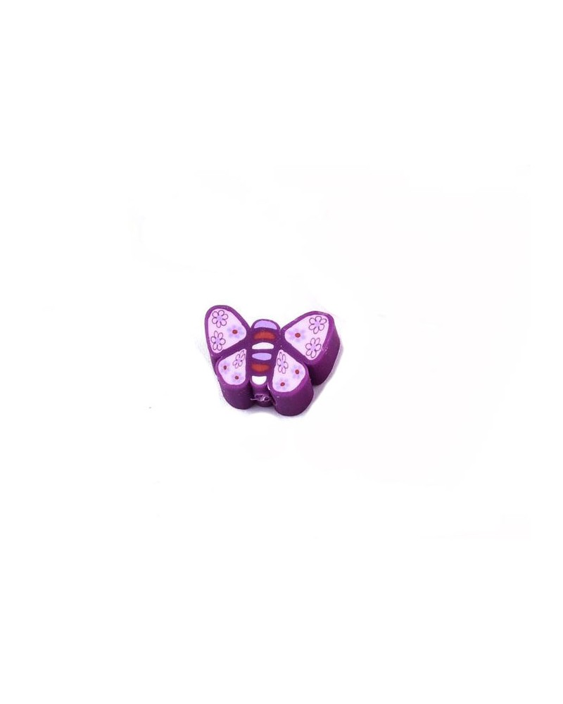 Perle papillon 10mm pâte polymère-Mauve