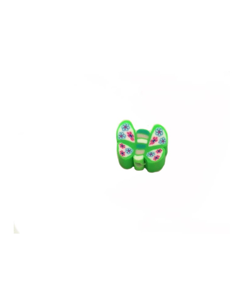 Perle papillon 10mm pâte polymère-Vert