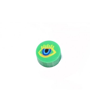 Perle oeil protecteur 10mm pâte polymère-Vert