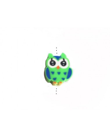 Perle hibou 10mm pâte polymère-vert