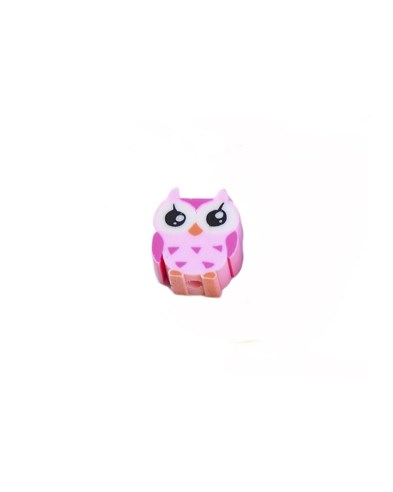 Perle hibou 10mm pâte polymère-Rose