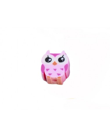 Perle hibou 10mm pâte polymère-Rose