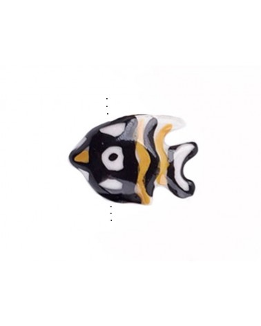 Perle poisson en céramique 18x22mm noir-jaune