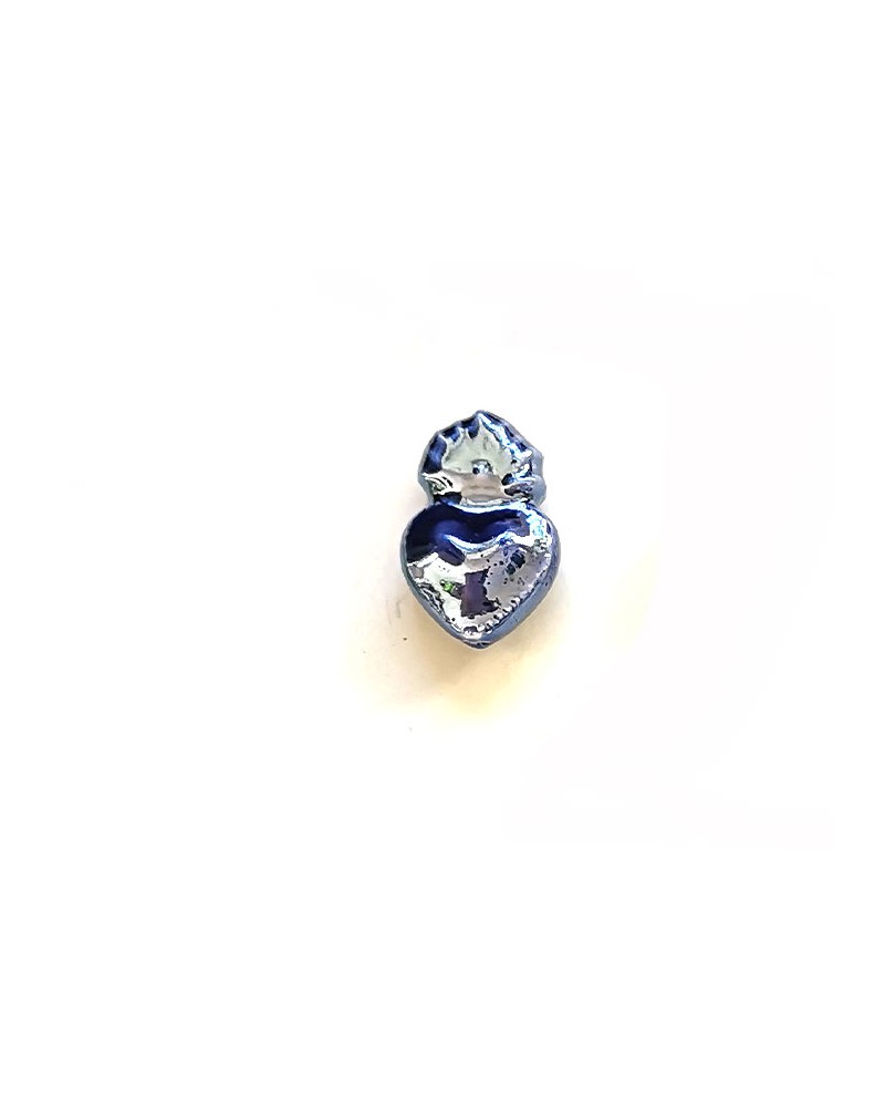 Perle coeur Ex-voto 16x10mm en céramique-Marine