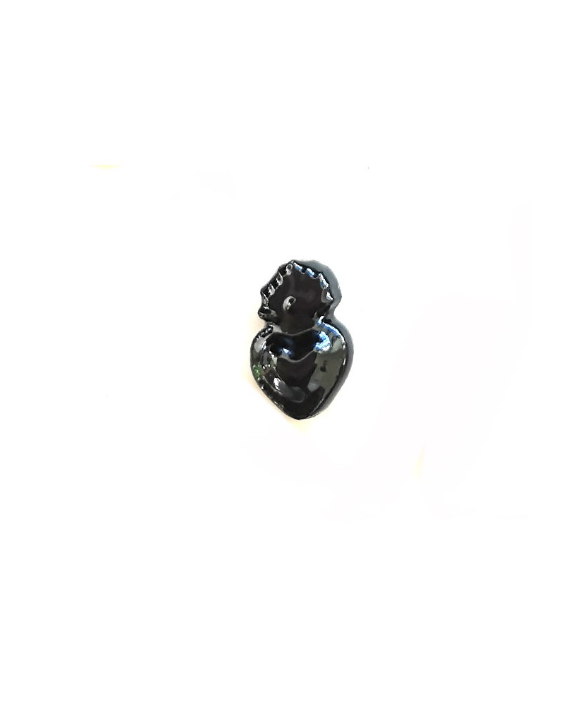 Perle coeur Ex-voto 16x10mm en céramique-Noir