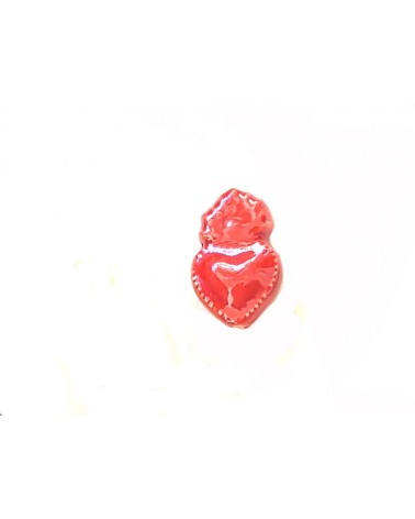 Perle coeur Ex-voto 16x10mm en céramique-Rouge