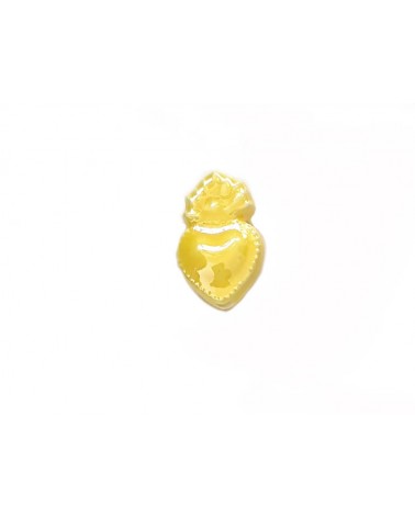 Perle coeur Ex-voto 16x10mm en céramique-Jaune