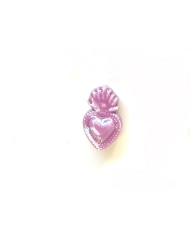 Perle coeur Ex-voto 16x10mm en céramique-Violet