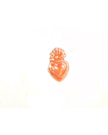 Perle coeur Ex-voto 16x10mm en céramique-Orange