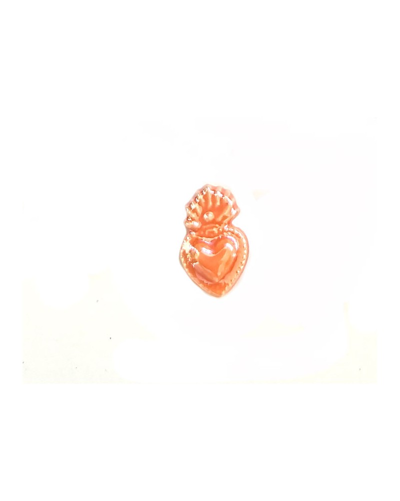 Perle coeur Ex-voto 16x10mm en céramique-Orange