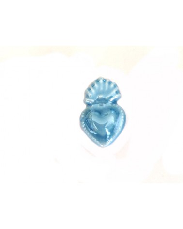 Perle coeur Ex-voto 16x10mm en céramique-Turquoise