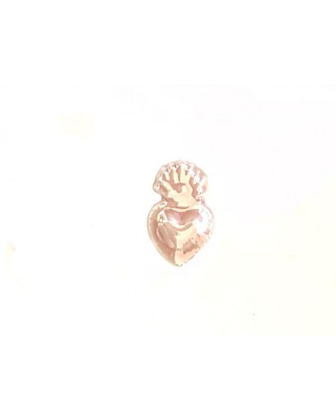 Perle coeur Ex-voto 16x10mm en céramique-Rose pâle