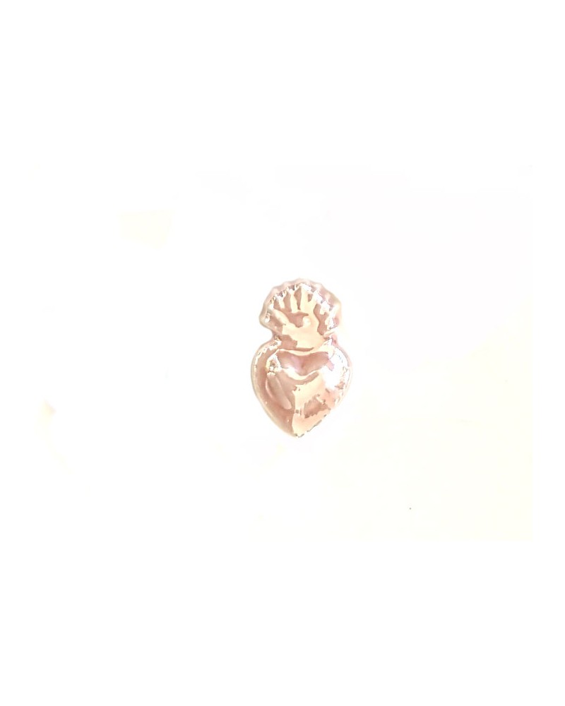 Perle coeur Ex-voto 16x10mm en céramique-Rose pâle