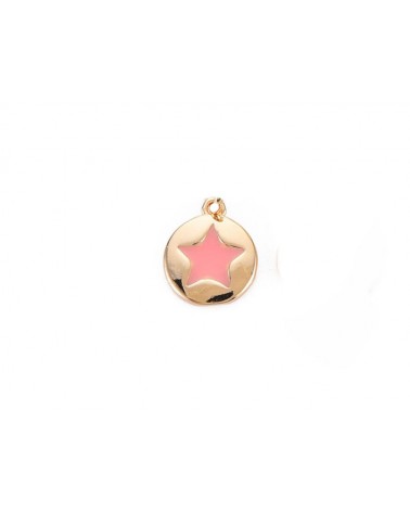 Breloque ronde 8mm décor étoile-Doré 18K-Rose