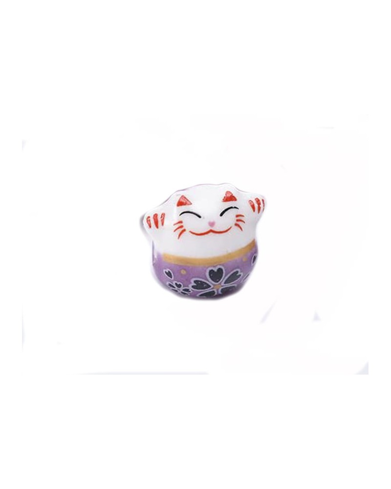 Perle chat chance-Porte bonheur 14mm-Céramique-Violet