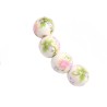 Perle 10mm en céramique-Fleurie-Blanc-Rose-Vert x6