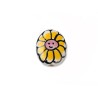 Perle en céramique 20x15mm-Décor fleur souriant-Jaune