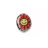 Perle en céramique 20x15mm-Décor fleur souriant-Rouge