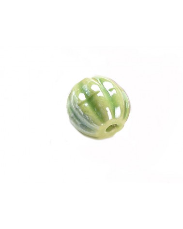 Perle citrouille en céramique 13x12mm-Vert