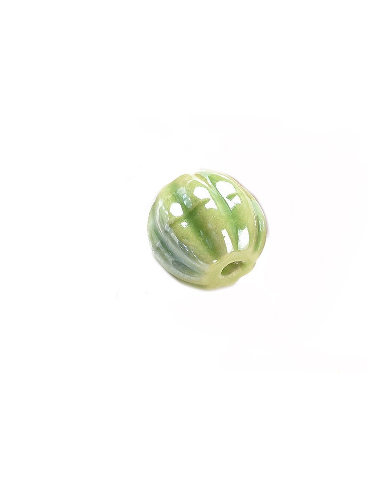 Perle citrouille en céramique 13x12mm-Vert