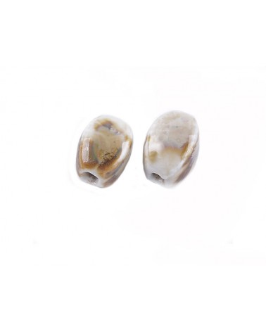 Perle losange  en céramique 13x10mm-Ocre-Beige