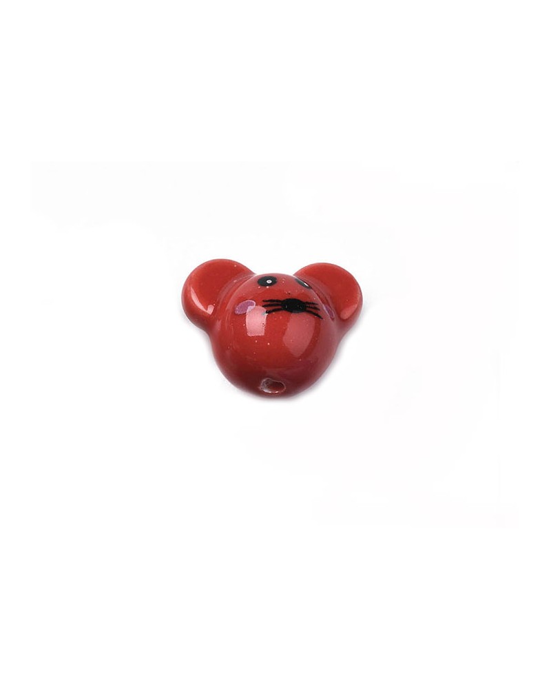 Perle tête de souris x12x16mm-Rouge