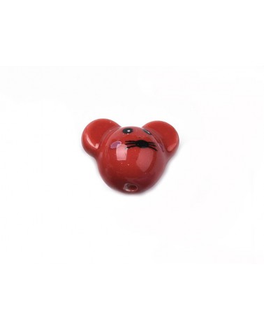 Perle tête de souris x12x16mm-Rouge