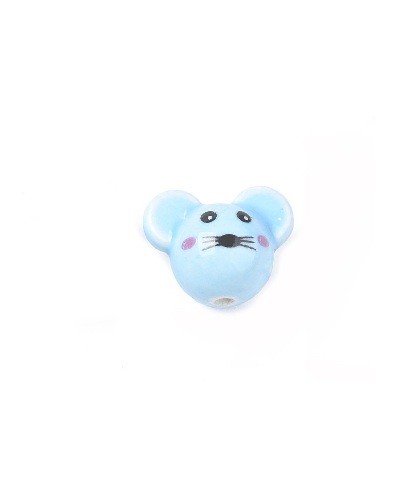 Perle tête de souris x12x16mm-Bleu