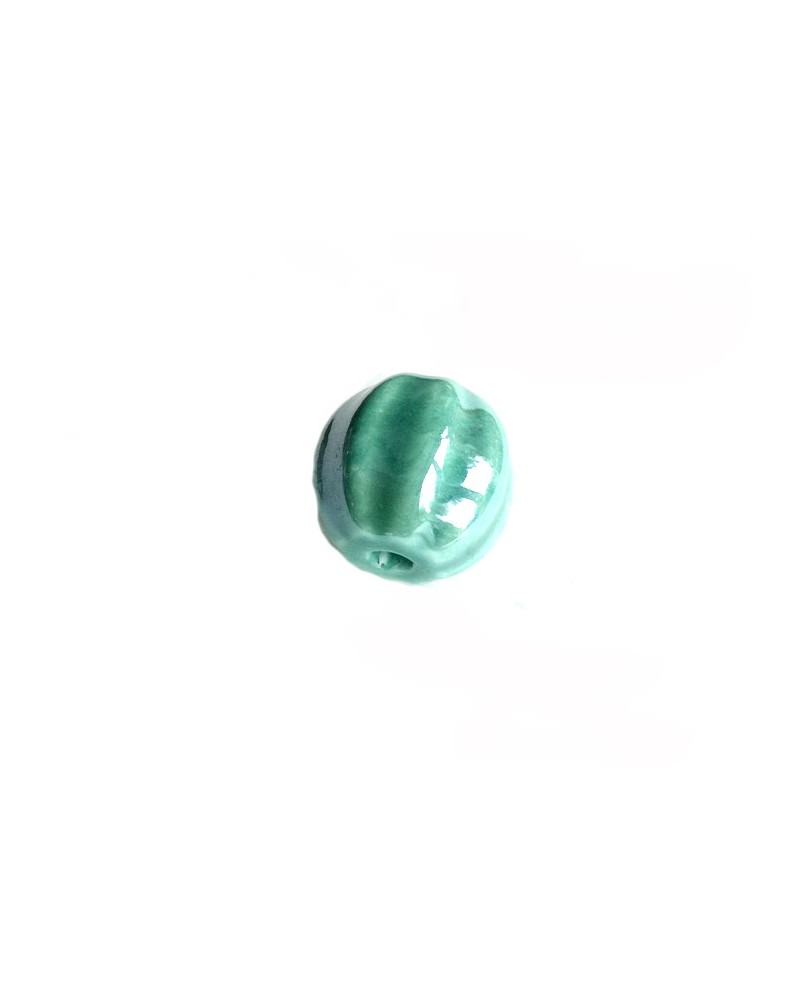 Perle citrouille en céramique 13x12mm-Turquoise vert