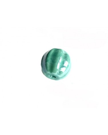 Perle citrouille en céramique 13x12mm-Turquoise vert