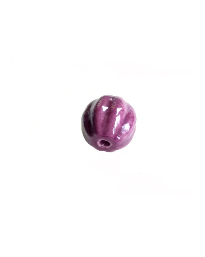 Perle citrouille en céramique 13x12mm-Violet