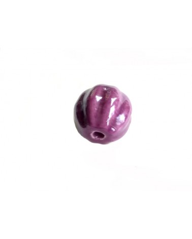 Perle citrouille en céramique 13x12mm-Violet