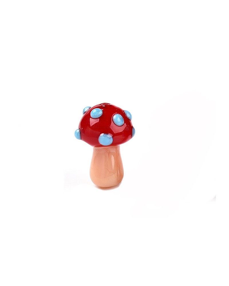 Perle en verre champignon 16x12mm-Rouge-Bleu