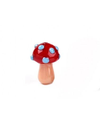 Perle en verre champignon 16x12mm-Rouge-Bleu