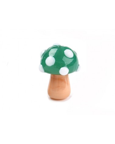 Perle en verre champignon 16x12mm-Vert-Blanc