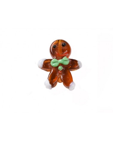 Bonhomme pain d'épices en verre 16x15mm-Marron