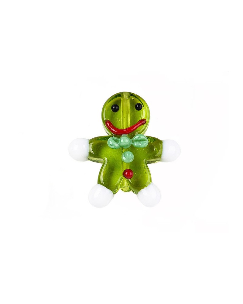 Bonhomme pain d'épices en verre 16x15mm-Vert