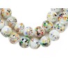 Perles en verre 10mm-Décor abstrait-Blanc et multicolore