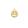 Breloque Arbre de vie 12x10mm- Acier inox 304-Doré
