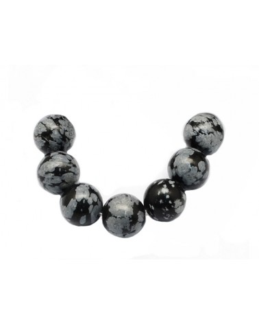 Perles gemmes en obsidienne mouchetée 6,5mm