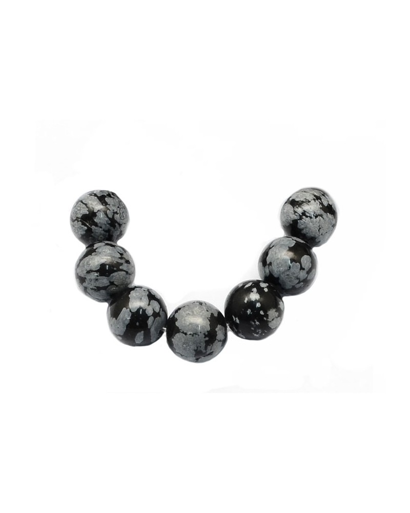 Perles gemmes en obsidienne mouchetée 6,5mm