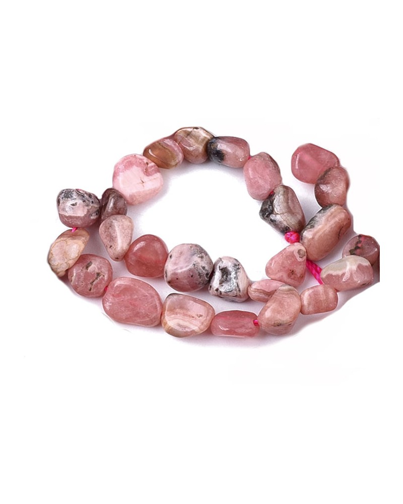 Perles pépites en rhodochrosite 5 à 11mm-Rose