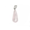 Pendentif goutte 28mm en Quartz rose-Bélière Acier inoxydable