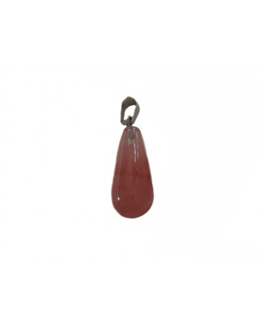 Pendentif goutte 28mm en verre Quartz cerise