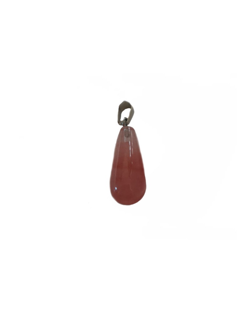 Pendentif goutte 28mm en verre Quartz cerise