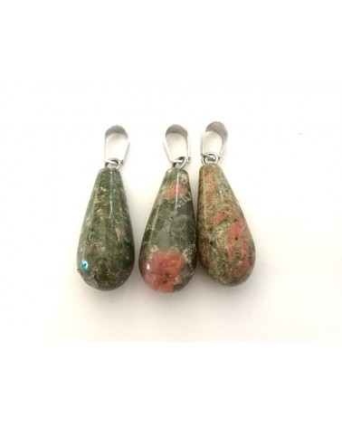 Pendentif goutte 28mm en Unakite