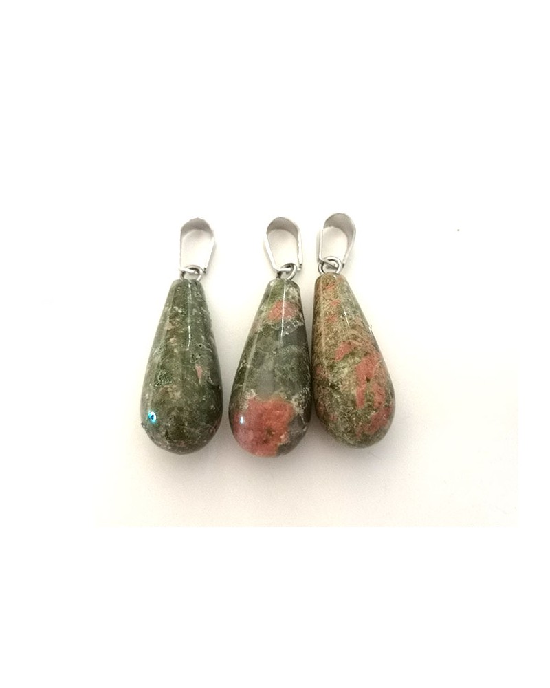 Pendentif goutte 28mm en Unakite