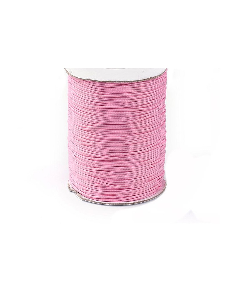 Cordon ciré 1mm-tressé - Rose X 3 Mètres